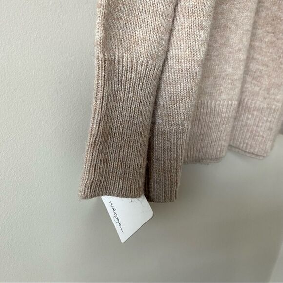 NWT-Halogen Alpaca & Wool Blend Mock Neck Cold Shoulder Cream Sweater - Picture 8 of 13